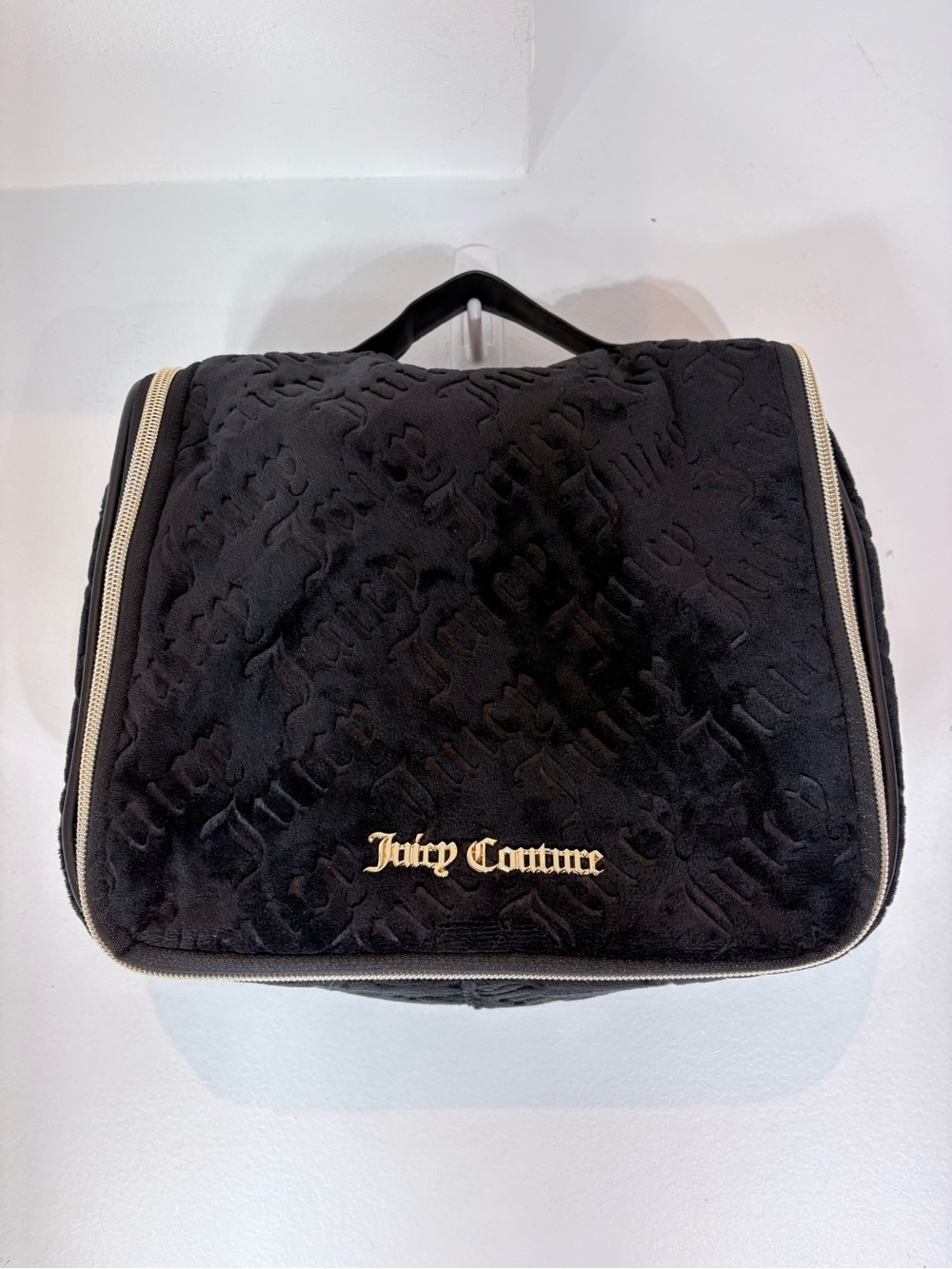 Juicy Couture Velour Hanging Travel Makeup Bag Cosmetics Organizer Black NWOT